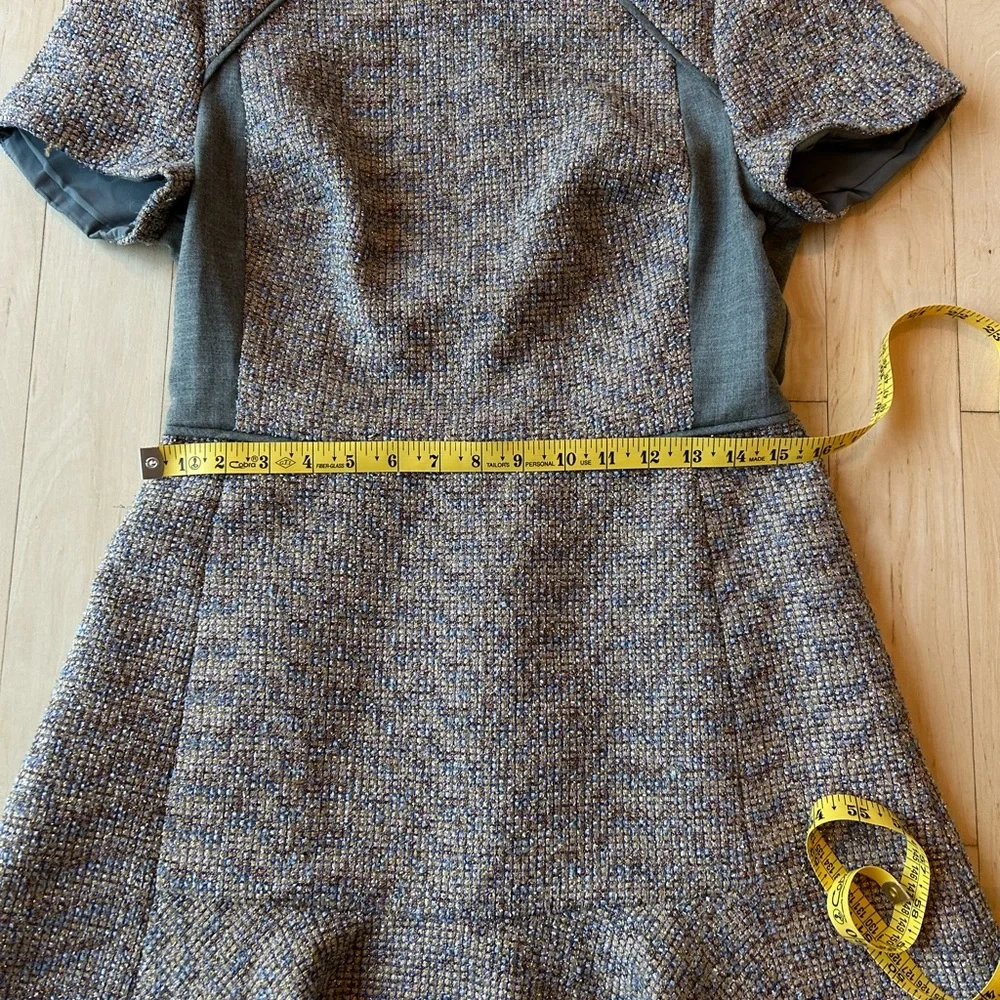 J. Crew Metallic Gray/Mixed Tweed Fit & Flare Dress Stretch E1568 Size 8
